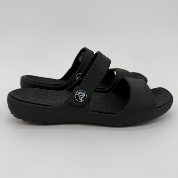 Crocs Shoes - Crocs Coretta Black Slip On Shoes Sandals Women Size 6